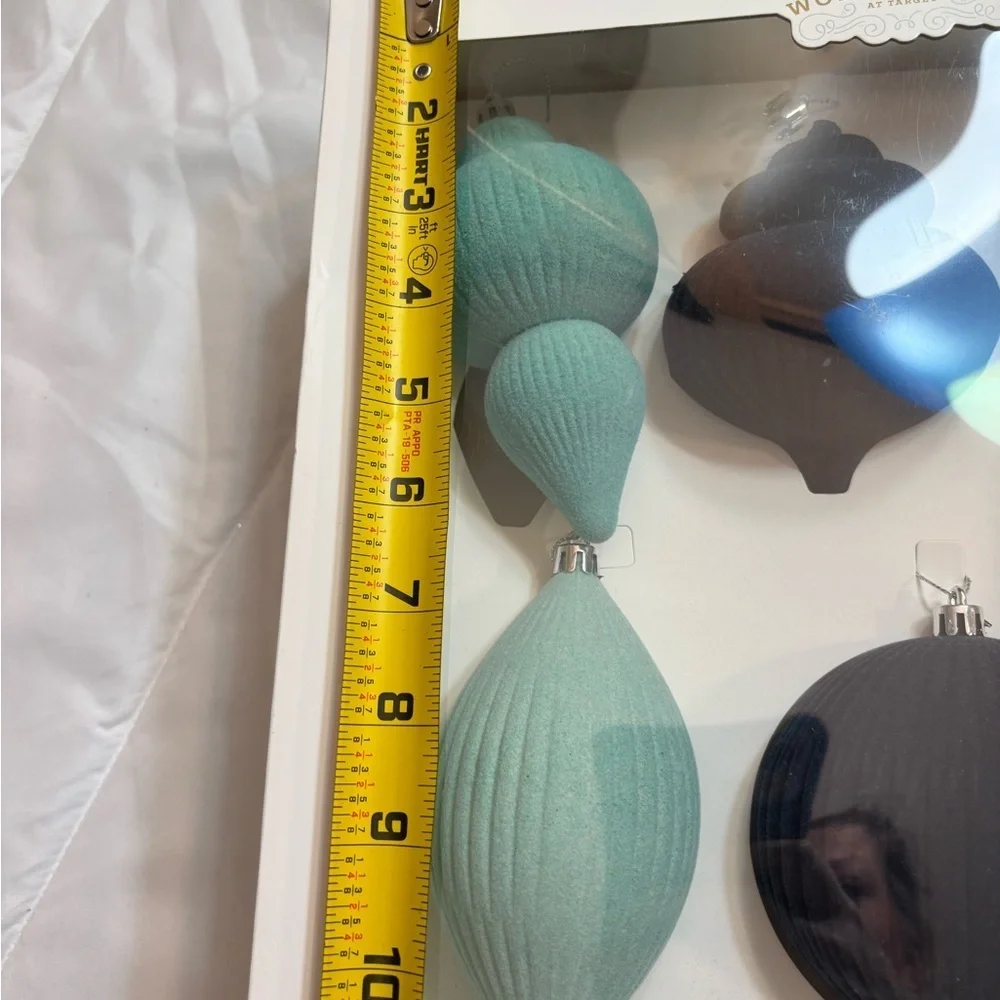 Target Wondershop Flocked Velvet Ball Finial Christmas 6 Ornaments Blue White